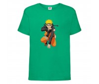 Футболка детская Наруто 045 (Naruto) зеленая (NAR grn 045) 128 см