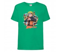 Футболка детская Наруто 055 (Naruto) зеленая (NAR grn 055) 152 см