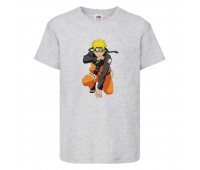 Футболка детская Наруто 045 (Naruto) серая (NAR gry 045) 128 см