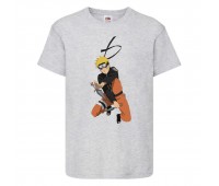 Футболка детская Наруто 047 (Naruto) серая (NAR gry 047) 128 см
