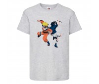 Футболка детская Наруто 052 (Naruto) серая (NAR gry 052) 128 см