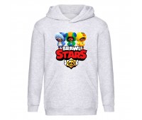 Худи детская  Бравл Старс 3 Лиона (Brawl Stars 3 Lion) серая (BST gry 001) 116 см