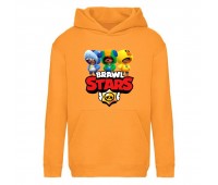 Худи детская  Бравл Старс 3 Лиона (Brawl Stars 3 Lion) оранжевая (BST orn 001) 128 см