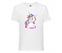 Футболка детская Единорог 006 (Unicorn) белая (UNN wh 006)104 см