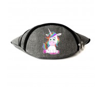Сумка Бананка Единорог 006 (Unicorn) на пояс Cappuccino EDN 006 grey серый