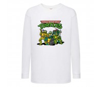 Лонгслив реглан Черепашки Ниндзя 004 (Ninja Turtles) белый (NTR wh 004) 128 см