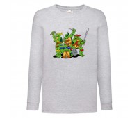 Лонгслив реглан Черепашки Ниндзя 009 (Ninja Turtles) серый (NTR gry 009) 152 см