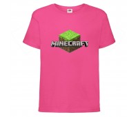 Футболка детская Майнкрафт 002 (Minecraft) розовая (MNKT pnc 002) 152 см