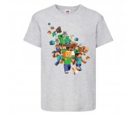 Футболка детская Майнкрафт 005 (Minecraft) серая (MNKT gry 005) 116 см
