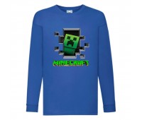 Лонгслив реглан Майнкрафт 3 (Minecraft) синий (MNC blu 3) 140 см