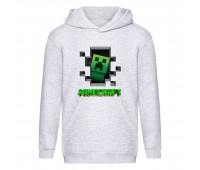 Худи детская Майнкрафт 001 (Minecraft) серая (MNC gry 001) 116 см