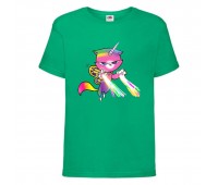 Футболка детская Радужная Кошка 002 (Rainbow Cat) зеленая (RNC grn 002) 152 см Футболка детская Радужная Кошка 002 (Rainbow Cat) зеленая (RNC grn 002) 152 см