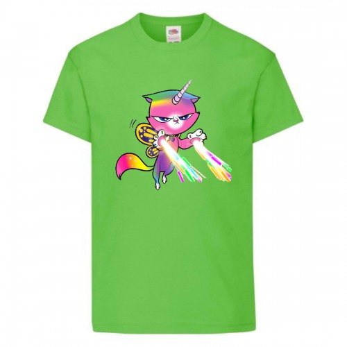 Футболка детская Радужная Кошка 002 (Rainbow Cat) светлозеленая (RNC lgrn 002) 152 см Футболка детская Радужная Кошка 002 (Rainbow Cat) светлозеленая (RNC lgrn 002) 152 см