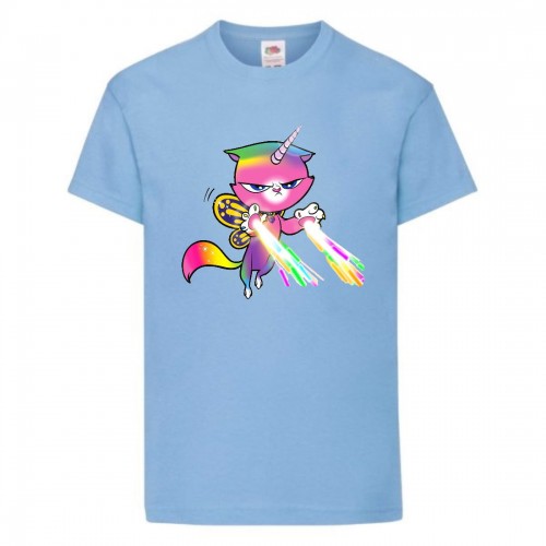 Футболка детская Радужная Кошка 002 (Rainbow Cat) голубая (RNC lbl 002) 104 см Футболка детская Радужная Кошка 002 (Rainbow Cat) голубая (RNC lbl 002) 104 см