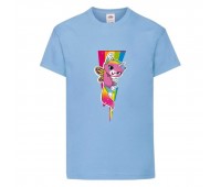 Футболка детская Радужная Кошка 004 (Rainbow Cat) голубая (RNC lbl 004) 104 см