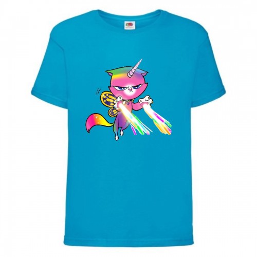 Футболка детская Радужная Кошка 002 (Rainbow Cat) синяя (RNC blu 002) 128 см Футболка детская Радужная Кошка 002 (Rainbow Cat) синяя (RNC blu 002) 128 см