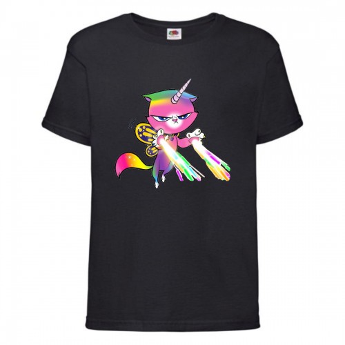 Футболка детская Радужная Кошка 002 (Rainbow Cat) черная (RNC blc 002) 116 см Футболка детская Радужная Кошка 002 (Rainbow Cat) черная (RNC blc 002) 116 см