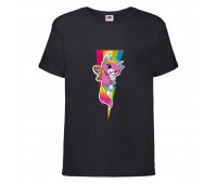 Футболка детская Радужная Кошка 004 (Rainbow Cat) черная (RNC blc 004) 116 см