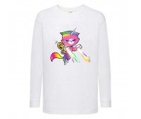 Лонгслив реглан Радужная Кошка 002 (Rainbow Cat) белый (RNC wh 002) 104 см