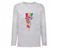 Лонгслив реглан Радужная Кошка 004 (Rainbow Cat) серый (RNC gry 004) 140 см