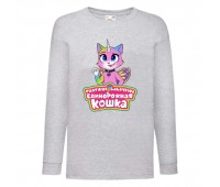 Лонгслив реглан Радужная Кошка 005 (Rainbow Cat) серый (RNC gry 005) 152 см