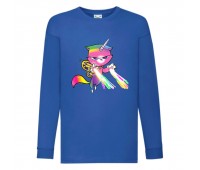 Лонгслив реглан Радужная Кошка 002 (Rainbow Cat) синий (RNC blu 002) 104 см