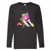 Лонгслив реглан Радужная Кошка 002 (Rainbow Cat) черный (RNC blc 002) 128 см