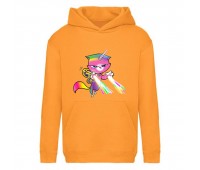 Худи детская Радужная Кошка 002 (Rainbow Cat) оранжевый (RNC orn 002) 116 см