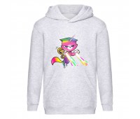 Худи детская Радужная Кошка 002 (Rainbow Cat) серый (RNC gry 002) 116 см