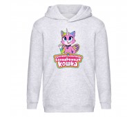 Худи детская Радужная Кошка 005 (Rainbow Cat) серый (RNC gry 005) 116 см