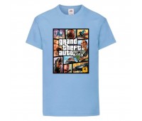 Футболка детская GTA 002 (Grand Theft Auto) голубая (GTA lbl 002) 116 см