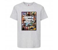 Футболка детская GTA 002 (Grand Theft Auto) серая (GTA gry 002) 116 см