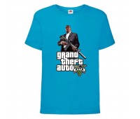 Футболка детская GTA 001 (Grand Theft Auto) синяя (GTA blu 001) 116 см