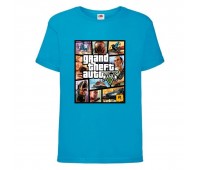 Футболка детская GTA 002 (Grand Theft Auto) синяя (GTA blu 002) 116 см