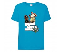 Футболка детская GTA 006 (Grand Theft Auto) синяя (GTA blu 006) 116 см