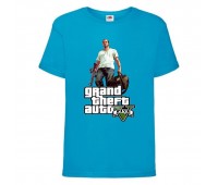 Футболка детская GTA 007 (Grand Theft Auto) синяя (GTA blu 007) 116 см