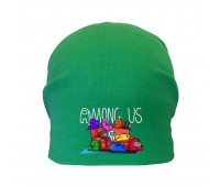 Шапка детская Амонг Ас зеленая (Among Us - 006) 54-56 см