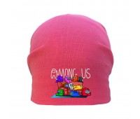 Шапка детская Амонг Ас розовая (Among Us - 006) 54-56 см