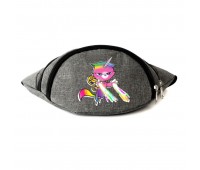 Сумка Бананка на пояс Радужно бабочково единорожная кошка Cappuccino Toys (Rainbow Butterfly Unicorn Kitty-002) серый