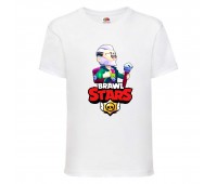 Футболка детская Brawl Stars Bayron (Бравл Старс Байрон) белая 104 см Футболка детская Brawl Stars Bayron (Бравл Старс Байрон) белая 104 см