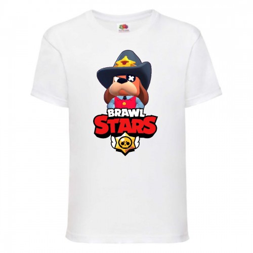 Футболка детская Brawl Stars Colonel Ruffs Sheriff (Бравл Старс Генерал Гавс Шериф) белая 116 см Футболка детская Brawl Stars Colonel Ruffs Sheriff (Бравл Старс Генерал Гавс Шериф) белая 116 см