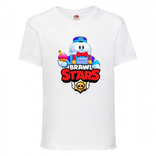 Футболка детская Brawl Stars Lou (Бравл Старс Лу) белая 128 см Футболка детская Brawl Stars Lou (Бравл Старс Лу) белая 128 см