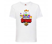 Футболка детская Brawl Stars Lou King (Бравл Старс Лу Король) белая 104 см Футболка детская Brawl Stars Lou King (Бравл Старс Лу Король) белая 104 см