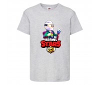 Футболка детская Brawl Stars Bayron (Бравл Старс Байрон) серая 104 см Футболка детская Brawl Stars Bayron (Бравл Старс Байрон) серая 104 см