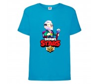 Футболка детская Brawl Stars Bayron (Бравл Старс Байрон) синяя 104 см Футболка детская Brawl Stars Bayron (Бравл Старс Байрон) синяя 104 см