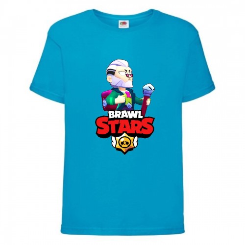 Футболка детская Brawl Stars Bayron (Бравл Старс Байрон) синяя 128 см Футболка детская Brawl Stars Bayron (Бравл Старс Байрон) синяя 128 см
