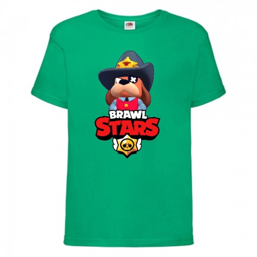 Футболка детская Brawl Stars Colonel Ruffs Sheriff (Бравл Старс Генерал Гавс Шериф) зеленая 128 см Футболка детская Brawl Stars Colonel Ruffs Sheriff (Бравл Старс Генерал Гавс Шериф) зеленая 128 см