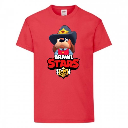 Футболка детская Brawl Stars Colonel Ruffs Sheriff (Бравл Старс Генерал Гавс Шериф) красная 140 см Футболка детская Brawl Stars Colonel Ruffs Sheriff (Бравл Старс Генерал Гавс Шериф) красная 140 см