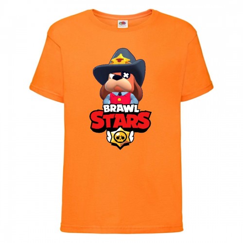 Футболка детская Brawl Stars Colonel Ruffs Sheriff (Бравл Старс Генерал Гавс Шериф) оранжевая 104 см Футболка детская Brawl Stars Colonel Ruffs Sheriff (Бравл Старс Генерал Гавс Шериф) оранжевая 104 см