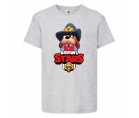 Футболка детская Brawl Stars Colonel Ruffs Sheriff (Бравл Старс Генерал Гавс Шериф) серая 104 см Футболка детская Brawl Stars Colonel Ruffs Sheriff (Бравл Старс Генерал Гавс Шериф) серая 104 см